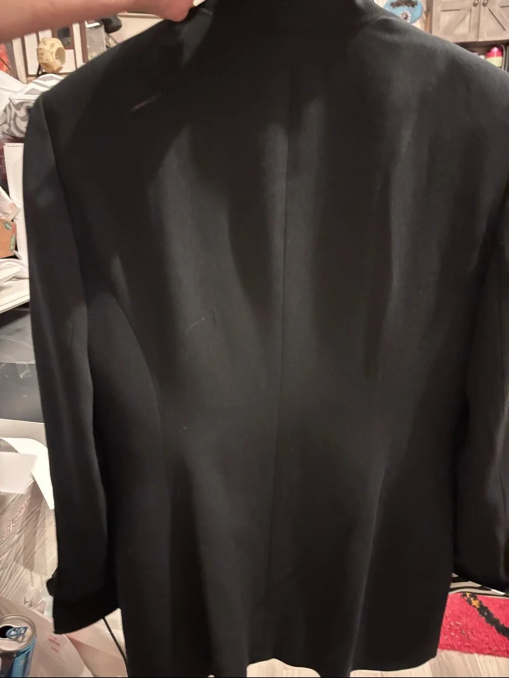 Christian Dior Black Blazer with Cream-and-Black Striped Shawl Collar